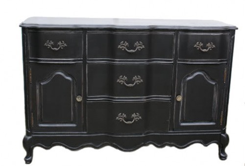 Bassett French Provincial Buffet Painted Black