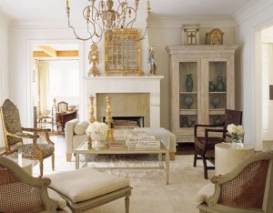 Stunning French Chairs set off this room featured in Veranda Magazine