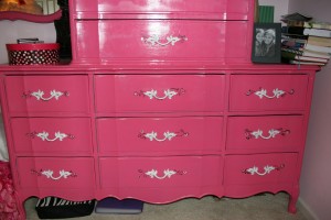 Bubble Gum Pink Painted French Provincial Dresser By Jennifer Samodurov