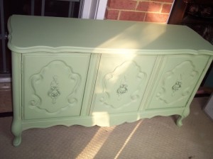 Pretty Mint Green French Provincial Cabinet