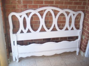 A Full Size White French Provincial Re-Painted Bed