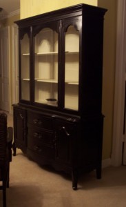 Classic Black French Provincial Buffet & Hutch ~ Painted Interior
