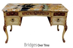 The MOST Beautiful Marble I have Ever Seen- Beautiful Marble topped French 1920's painted wood desk By Bridges Over Time in Newburgh, NY