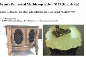 French Provincial Marble top table