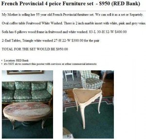 French Provincial Marble Furniture Set