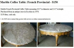 Marble Coffee Table French Provincial