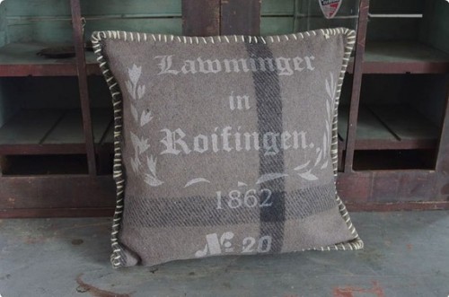Grain Sack Graphic Woolen Pillow From Pink Pig on esty