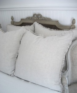 Belgian Linen Mini Ruffle Pillow with Down Insert From Full Bloom Cottage on esty