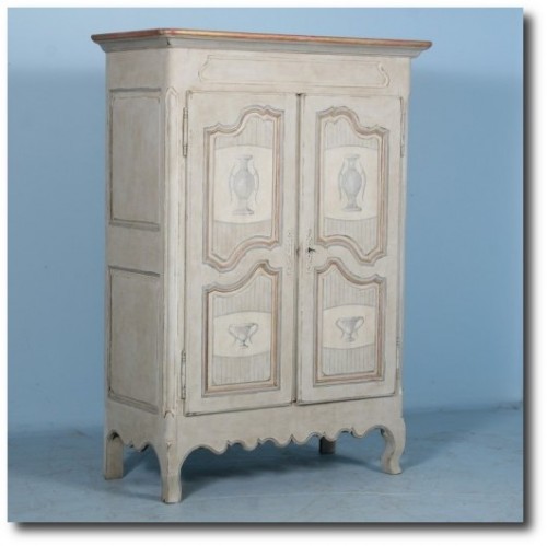 Captivating Antique French Armoire RARE Gold White c1920′s Capital Legs