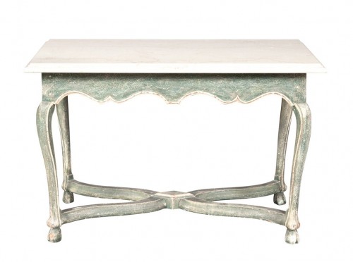 Provincial Style Marble Top Painted Side Table