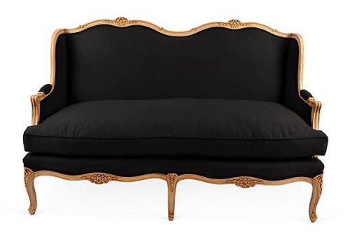 Black French Provincial Settee