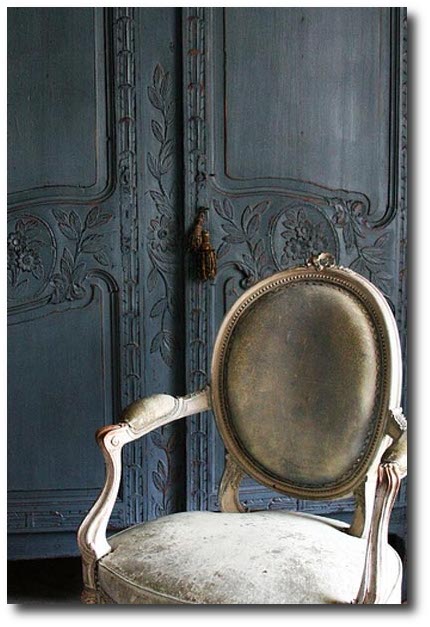 Dark Blue Painted Finishes On French Furniture