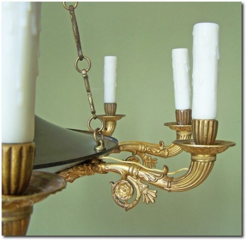 French Empire D'Ore Bronze Nine Arm Chandelier