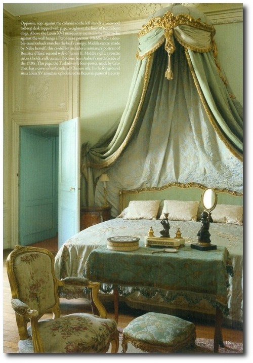 Private apartment at Chateau de Chales, established as a Paris museum in 1875 by Nelie Jacquemart in the Louis XVI empress style. World of Interiors Sept 2011