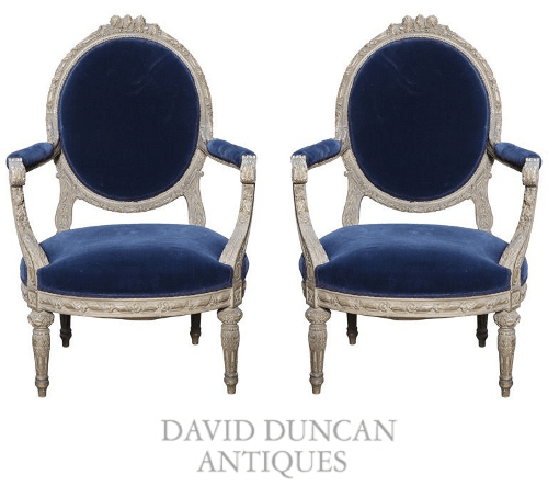 A Pair Of French Louis XVI Style Open Arm Chairs