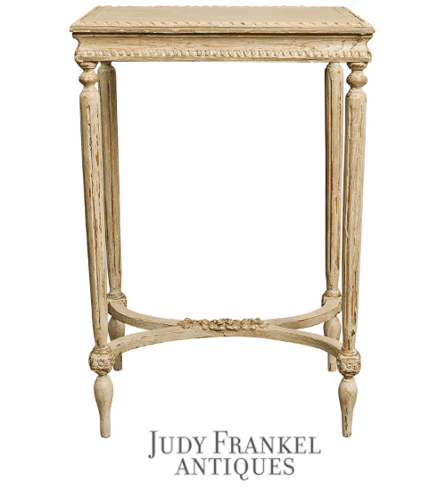 French Side Table with Antique White Painted Finish