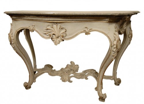 Louis XV Period Painted & Gilt Serpentine Console, France c.1760 William Word Fine Antiques