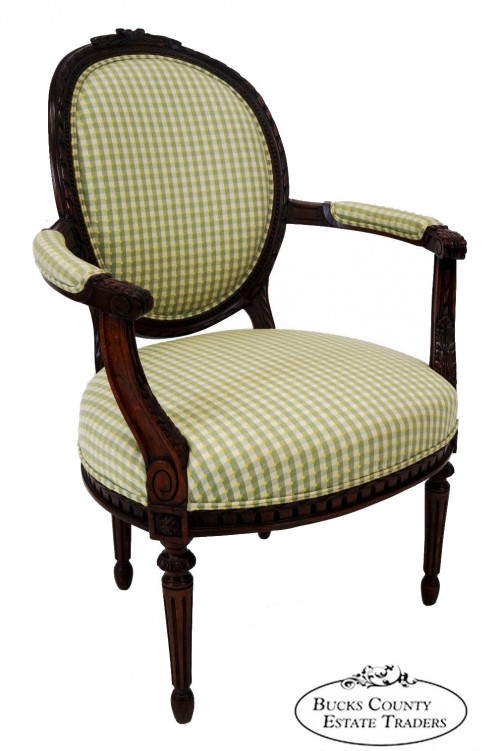 Quality French Louis XVI Style Carved Arm Chair