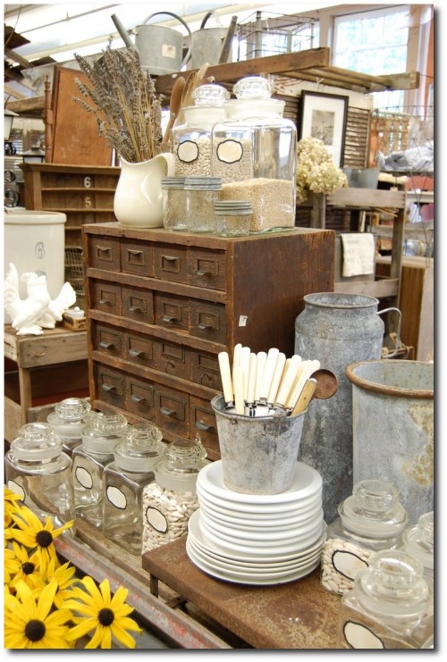 White Dishware, Zinc Buckets, Raw Wood French Provence Style- Seen On Isabellang Blog