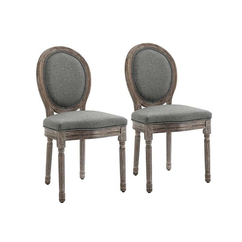 $199 – Set of 2 French Linen Distressed Farmhouse Chairs