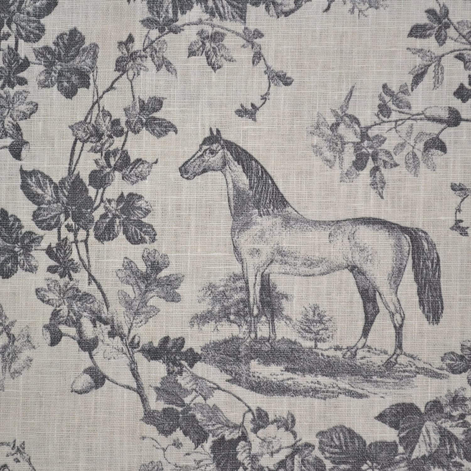 $33 – Linen Fabric Equestrian Horse Print ( by the yard ) French Fabric