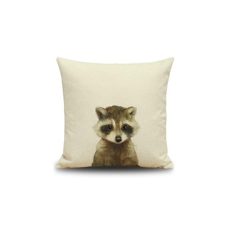 $8 – Linen Forest Animals Pillow Cover – Raccoon – French Provincial Decorating