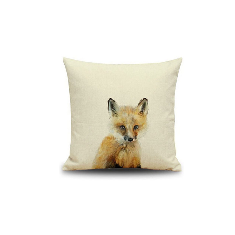 $8 – Linen Forest Animals Pillow Cover – Fox – French Provincial Decorating