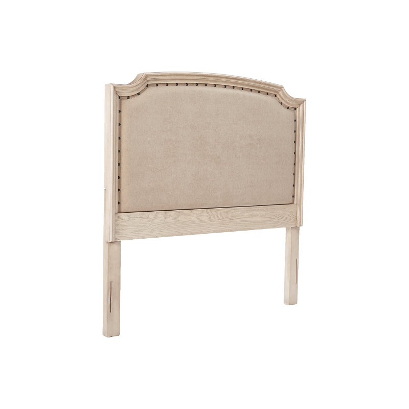 $700 – French Styled Upholstered Queen Panel Headboard in Parchment