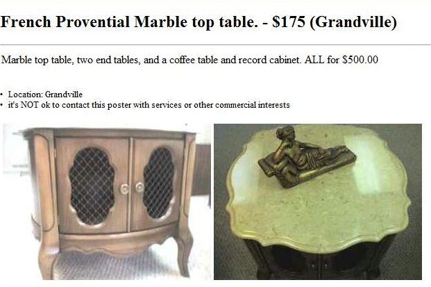 French Provential Marble Top Table1 
