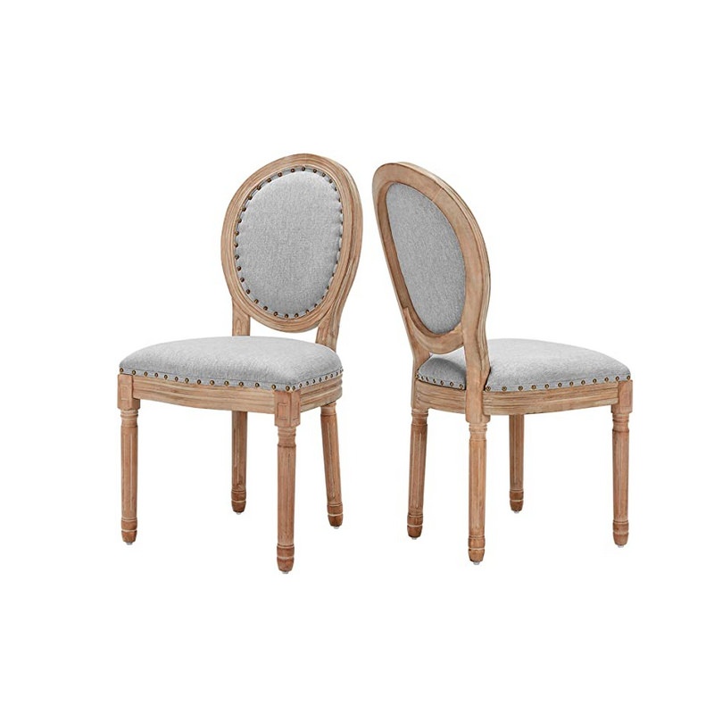 $170 – Set of 2 Louis XV Light Gray Upholstered Chairs