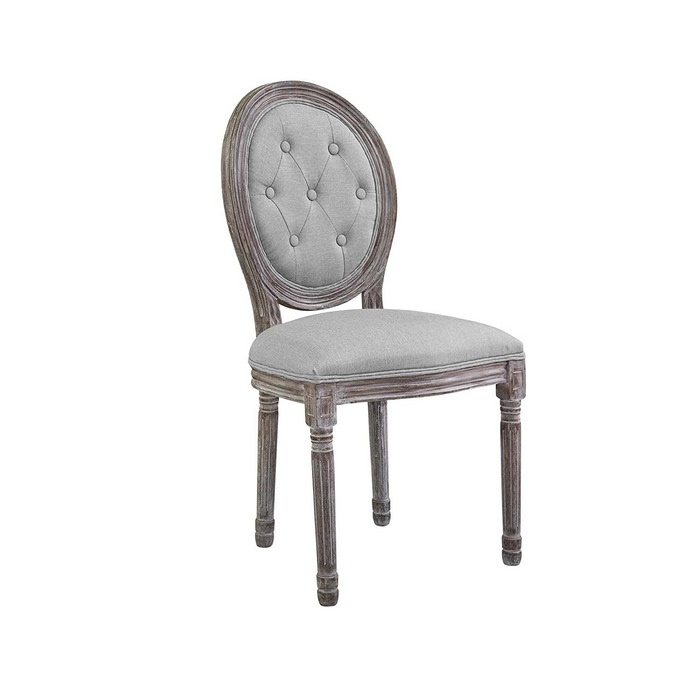 $190 – Vintage Tufted French Side Chair In Gray