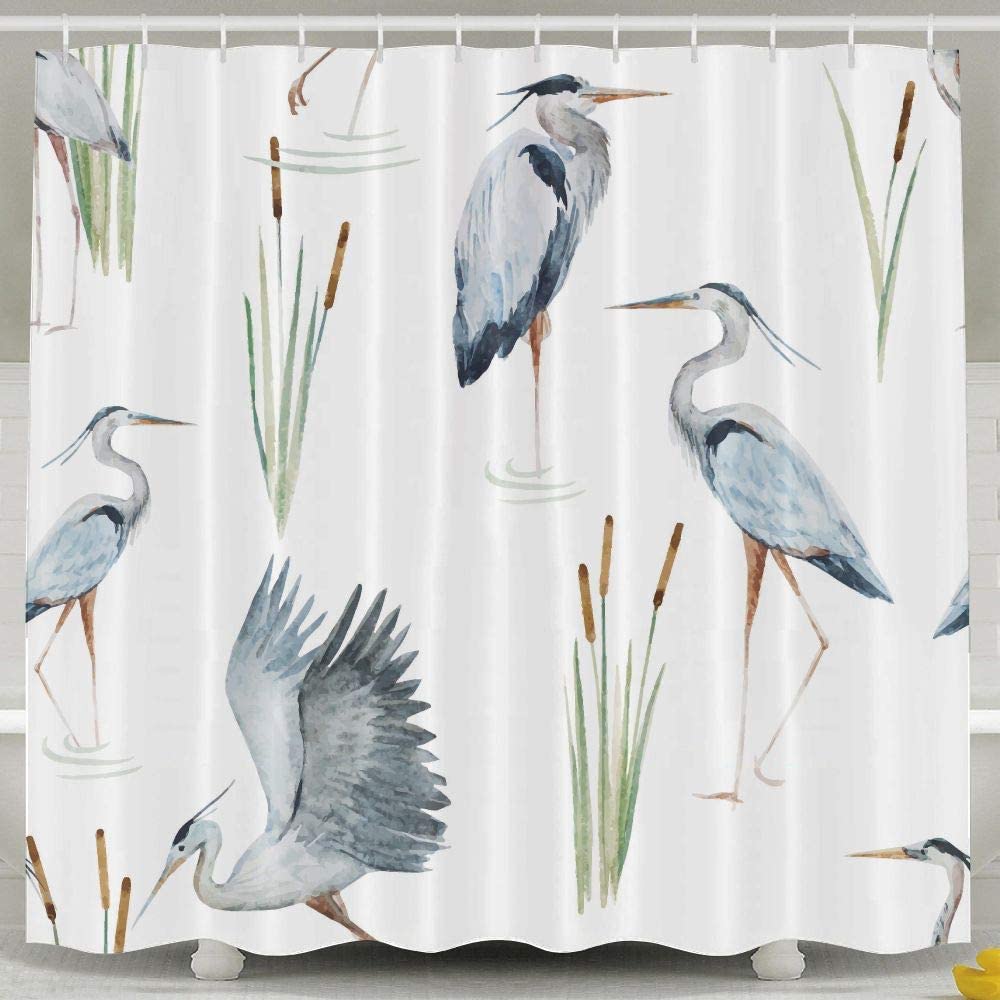 $34 – French Watercolor Crane Shower Curtain